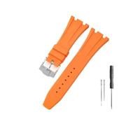 NBCNZCTSAS Correa de reloj de silicona y caucho compatible for Ap Royal Oak 15400/26331/15500 en correas de reloj naranja, verde y azul de 27mm(Orange-Steel-K13)