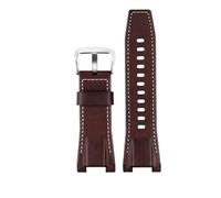 NBCNZCTSAS Correa de reloj for hombre Casio GST-S100G S110 S130L W100G W110 210B 400G, pulsera de lona de 26x14mm, correa de cuero suave(Dark brown silver)