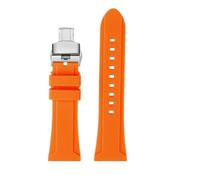 NBCNZCTSAS Correa de silicona suave de gran tamaño for hombre, pulsera de 24 y 26mm apta for reloj Panerai Diesel DZ4318 4476 4323, accesorios de pulsera(Orange silverFolding,24mm)