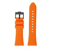 NBCNZCTSAS Correa de silicona suave de gran tamaño for hombre, pulsera de 24 y 26mm apta for reloj Panerai Diesel DZ4318 4476 4323, accesorios de pulsera(Orange black pin,24mm)