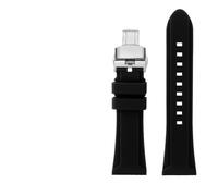 NBCNZCTSAS Correa de silicona suave de gran tamaño for hombre, pulsera de 24 y 26mm apta for reloj Panerai Diesel DZ4318 4476 4323, accesorios de pulsera(Black silver Folding,26mm)
