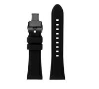 NBCNZCTSAS Correa de silicona suave de gran tamaño for hombre, pulsera de 24 y 26mm apta for reloj Panerai Diesel DZ4318 4476 4323, accesorios de pulsera(Black black Folding,24mm)