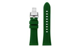 NBCNZCTSAS Correa de silicona suave de gran tamaño for hombre, pulsera de 24 y 26mm apta for reloj Panerai Diesel DZ4318 4476 4323, accesorios de pulsera(Green silver Folding,24mm)