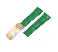 NBCNZCTSAS Correas de reloj de cuero for patrón, 20mm, aptas for correa de reloj Rolex, Daytona Submariner GMT RX, pulsera for hebilla plegable(Green-silver gold)