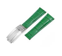 NBCNZCTSAS Correas de reloj de cuero for patrón, 20mm, aptas for correa de reloj Rolex, Daytona Submariner GMT RX, pulsera for hebilla plegable(Green-silver)