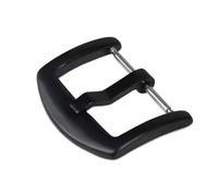 NBCNZCTSAS Hebilla de correa de reloj de Metal, 16mm, 18mm, 20mm, 22mm, 24mm, cierre de correa de cuero/silicona, botón de pasador de acero inoxidable 304 plateado, negro y dorado(Schwarz,18mm)