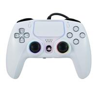 NBCP Controlador de PS5 con cable - Controlador de juegos para PlayStation 5, PS4, PC/Steam, Turbo y disparador de efecto Hall lineal, vibración dual, conector de audio de 3.5 mm, color blanco