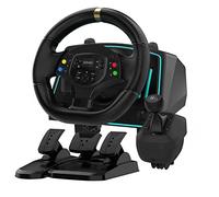 NBCP Volante de carreras, volante de 1080° con pedales, embrague y palanca de cambios de 6 velocidades, compatible con Xbox One, Xbox Series X|S, PS4, PS3, PC, Xbox 360, Switch y Android