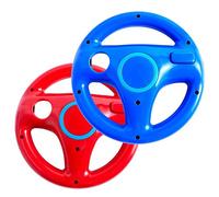 NBCP Volante de Wii para Wii Mario Kart Racing Wheel para Wii U Remote Controller [paquete de 2] (rojo y azul)