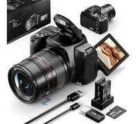NBD Cámara Digital 4K 72MP: Zoom Óptico 12X + Digital 30X, Pantalla Giratoria 3" 270°, WiFi/HDMI (Tarjeta 32GB + 2 Baterías) - Kit Youtuber con Estuche(Negro Intenso)