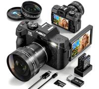 NBD - Cámaras digitales de 48 MP para fotografía 5K, cámara de video de enfoque automático con tarjeta TF de 32 GB y 2 baterías, cámara de vlogging antivibración con zoom 16X para YouTube