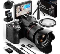 NBD Cámaras digitales de 64 MP para fotografía, cámaras de vlogging 5K para YouTube, zoom óptico de 16X, punto de viaje y disparo, cámaras digitales con pantalla abatible de 180°, lente UV de 58 mm, 2