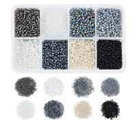 NBEADS 1 Caja (sobre 12500Pcs) 12/0 Ceilán Cristal Redondo Seed Beads Loose Spacer Beads para Joyas Hacer, 2-2.5mm