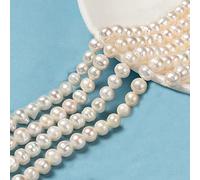 NBEADS 1 hebra de aproximadamente 24 perlas cultivadas naturales de agua dulce, hebras de perlas blancas antiguas, cuentas sueltas redondas para hacer joyas, manualidades, agujero: 0,8 mm