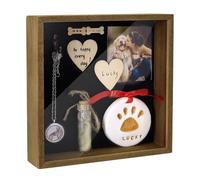 NBEADS 1 juego de caja de recuerdos para animales domésticos, marco fotográfico de madera, decoración con forma de corazón y hueso, collar y tarro porta recuerdos para animales domésticos
