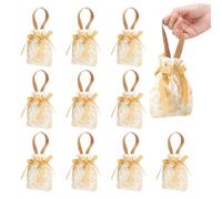 NBEADS 10 Bolsade Regalo Pequeña con Asas Y Diseño Floral, Bolsas con Cordón de Flores Bolsas de Lona Pequeñas para Recuerdos de Fiestas de Té, Bodas, Ladrillo Refractario, Naranja, 17.5x13.5cm