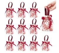 NBEADS 10 Bolsade Regalo Pequeña con Asas Y Diseño Floral, Bolsas con Cordón de Flores Bolsas de Lona Pequeñas para Recuerdos de Fiestas de Té, Bodas, Ladrillo Refractario, 17.5x13.5cm
