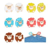 NBEADS 10 Pieza 5 Colores Tapones para Agujas de Tejer Ovejas, Protectores de Punta de Aguja, Cuentas de Silicona con Forma de Animal, Cuentas Focales para Tejer, Accesorios, Manualidades DIY