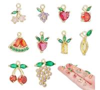 nbeads 10 piezas 10 estilos zirconia fruta colgante, esmalte dorado encanto fruta encantos para la fabricación de collares, pulseras y pendientes con joyas, diámetro 1-1.2 mm