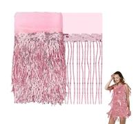 NBEADS 10 Yarda de Flecos para Coser, Flecos de Encaje con Lentejuelas de 25cm de Ancho Y Borlas para Disfraz de Baile, Accesorios para Prendas de Vestir, Decoración para Vestido de Boda Latino, Rosa