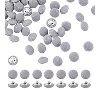 NBEADS 100 botones recubiertos de tela, botones con tallo de metal de tela gris 10 mm, redondos, para ropa y proyectos de bricolaje