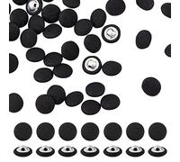 NBEADS 100 botones redondos cubiertos de tela, botones redondos de 10 mm, botones de vástago de metal negro, 1 agujero para ropa y proyectos de bricolaje