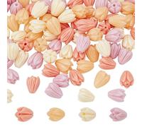 NBEADS 100 cuentas de flores de jazmín de 4 colores, perlas de coral sintético para manualidades, collar, pulsera, accesorios para fabricación de joyas, 8-8,5 x 6,5-7 mm