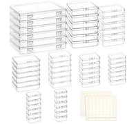 NBEADS 116 cajas de almacenamiento rectangulares de plástico transparente de 9 tamaños, recipientes de cuentas con tapas con bisagras y calcomanías autoadhesivas, cajas organizadoras transparentes