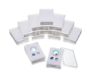 NBEADS 12 Caja de Exhibición de Piedras Preciosas., 1.45x2.24x0.6 Rectángulo de Acrílico Transparente Contenedor de Exhibición de Joyas Caja de Almacenamiento de Diamantes con Tapas Superiores