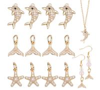 nbeads 12 piezas 3 estilos bajo el océano colgante de circonita, incluyendo estrellas de mar delfines y cola de pez colgante estrella de mar océano encantos para la joyería hecha en casa pulseras