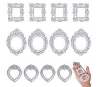 nbeads 12 piezas 3 estilos vintage resina marco de fotos plata mini marco de fotos antiguo mini exhibición de joyería de resina para joyas fotografía marco de fotos accesorios de decoración