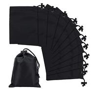 NBEADS 12 Uds. Bolsas con Cordón de Poliéster, 6.3x4.7 Bolsas de Nailon Negro, Bolsas de Almacenamiento con Cordón con Bolsas de Regalo de Palanca, Bolsas de Joyería para Deporte, Hogar, Viaje