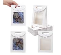 NBEADS 12 Uds Bolsas de Papel Kraft con Ventana, Bolsa de Regalo de Pie de 20x7.1x14cm con Asas con Ventana Transparente para Dulces, Embalaje, Boda, Fiesta de Navidad, Tienda Al Por Menor, Blanco