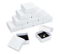 NBEADS 12 unids caja de joyería blanca 7.5x7.5x3.5 cm, caja de regalo de papel cuadrada cajas de cartón con relleno de esponja para pendientes colgantes collar pantalla y embalaje
