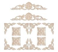 NBEADS 14 Piezas 3 Estilos Apliques De Madera Y Marquetería, Tallas De Madera Sin Pintar Apliques Decorativos De Madera Para Paredes Armarios Puertas Camas Y Estantes