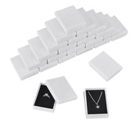 NBEADS 16 caja de Cartón para Joyería Blanca, Cajas de Carton Kraft Blancas de 9.3x7.1cm con Esponja Negra En el Interior para Exhibir Joyas Collares Colgantes
