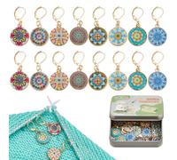 NBEADS 16 Marcador de Puntada Redonda Plana de 8 Estilos, Marcador de Puntada de Ganchillo de Esmalte de Aleación on Bloqueo de Palanca Ganchillo para Marcar Pautas de Dirección