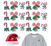 NBEADS 18 unidades de 3 estilos de hilo de bordar de Navidad para planchar y coser, bastón de caramelo bordados para ropa, ropa, chaquetas, gorros, parches de reparación, costura, manualidades