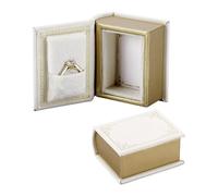 NBEADS 2 cajas de anillo con forma de libro, caja de cuero vintage para anillos de compromiso con tapa con bisagras, cajas de regalo de joyería para propuestas, compromisos, bodas, 6,6 x 5,75 x 3,3 cm