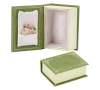 NBEADS 2 cajas de anillo en forma de libro, caja de terciopelo vintage para anillos de compromiso con tapa con bisagras, cajas de regalo para propuestas, compromisos, bodas, 5,65 x 4,25 x 2,15 cm