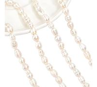 NBEADS 2 hebras de perlas cultivadas naturales de agua dulce, cuentas ovaladas naturales para manualidades, joyería, pulseras, collares, aretes, color beige