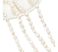 NBEADS 2 hebras de perlas cultivadas naturales de agua dulce, dos lados de perlas pulidas para hacer manualidades, joyas, pulseras, collares, aretes, color concha, 20-21unidades/hebra
