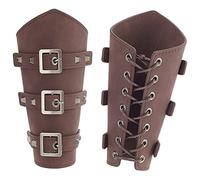 NBEADS 2 Juego de Protectores de Brazo de Piel Sintética para Adultos, Brazaletes de Hebilla de Cuero Medievales de 19.5x23.8x1.5 cm Muñequera Hebilla Brazalete Ancho, Coco Marrón