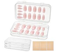 NBEADS 2 juegos de fundas organizadoras de uñas postizas de tres pliegues con 30 tiras adhesivas, 15,2 x 9,2 x 4,7 cm, cajas de almacenamiento de uñas postizas portátiles transparentes para salón y
