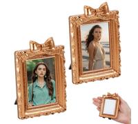 NBEADS 2 marcos de fotos de resina en miniatura, 11,2 x 8,3 cm, pequeños marcos florales vintage con 2 piezas de cartón y película de PVC para exhibición de mesa y decoración de vacaciones, proyectos