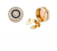 NBEADS 2 piezas camisa de hombre cubiertas de botones, redondo esmalte rhinestone botón cubiertas en estilo gemelo, 18.5x18mm clips de botón recubiertos para abrigo y camisas festivas, color dorado