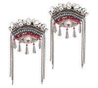 NBEADS 2 Piezas Charreteras Con Borla Y Mal de Ojo, Desmontable Borla Charreteras Estilo Etno Rhinestone Pin de Solapa de Cristal Plástico Con Cadenas De Hierro Para Hombres Mujeres Chaquetas De Cuero