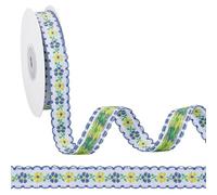 NBEADS 2 rollos de cinta jacquard floral vintage 20 yardi, ancho 1,6 cm, para costura, decoración, paquetes, azul cielo profundo
