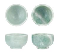 NBEADS 2 tazas de jade carbonatado de 51,5 x 32 mm, cuenco para beber de jade, cuenco decorativo portátil para joyas, para beber té y café, uso diario, verde mar oscuro