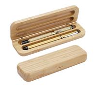 nbeads 2 unidades de caja de regalo para lápices de madera, doble estuche de lápices de bambú, rectangular, de madera robusta, lápices vacíos, caja de regalo para suministros de oficina para